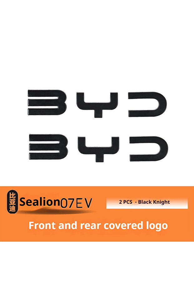 قطعتان أماميتان وخلفيتان لسيارة BYD Sealion 7 EV، شعار أمامي أسود، شعار خلفي Black Warrior، تعديل C