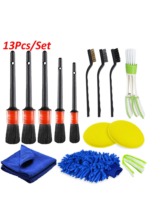 13 Detailing Brush Set Power Scrubber Drill Brushes Car Polish Pads Car Cleaning Brush For Car Air V
