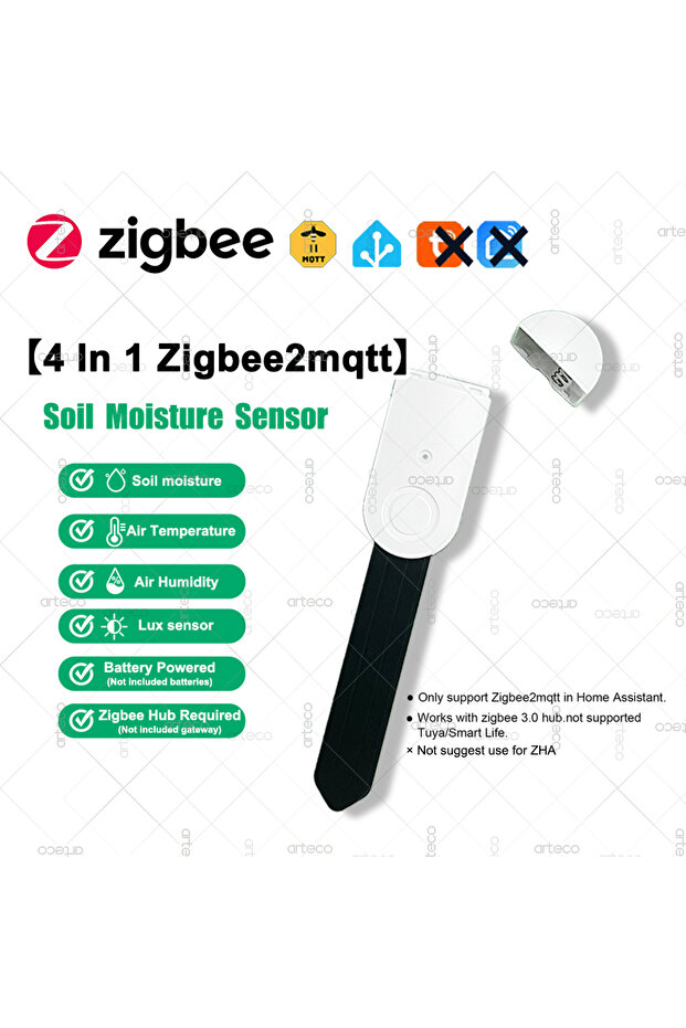 جهاز قياس رطوبة التربة بتقنية Zigbee2mqtt 4 في 1، مزود بمستشعر إضاءة ودرجة حرارة ورطوبة.