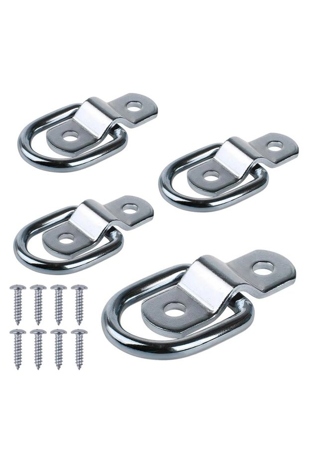 4Pcs 3/8” Heavy Duty D Rings Tie Down Anchors Ring Lashing Hooks Trailer Truck ATV Boat Kayak Wall S