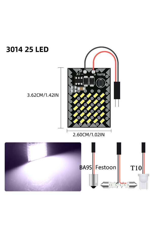 مصباح قراءة الخرائط LED للسيارة، 25 مصباح LED داخلي، 25/48 SMD، مصباح لوحة ترخيص داخلي للسيارة، مصباح LED مزخرف