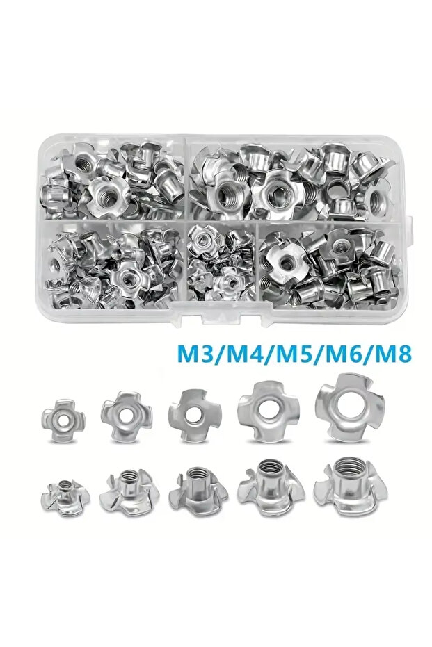 60pcs 60Pcs Galvanized Four-Claw Nuts, Carbon Steel Four-Point Impact Nuts, Suitable For Wooden Furn