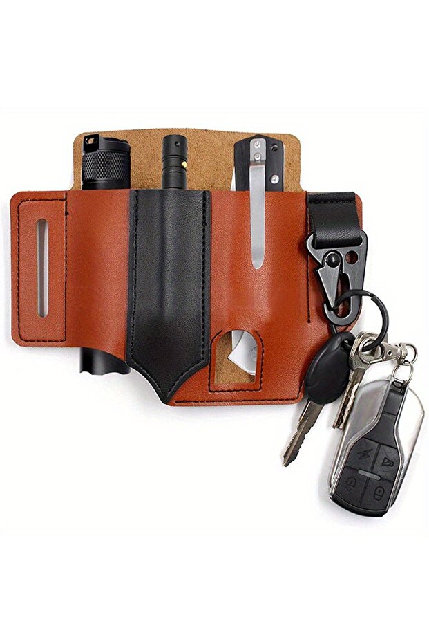 black Tactical Multi Tool Belt Leather Bag Portable Tool Storage Bag Holster Outdoor Camping Hunting