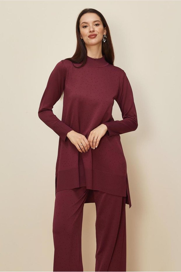 Stone Printed Tricot Suit with Pants 45863