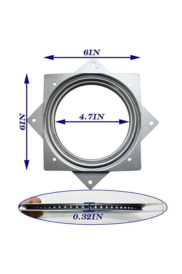 1PC 6Inch Rotating Bearing Plate Lazy Susan Hardware Square Turntable Swivel Plate for Serving Trays