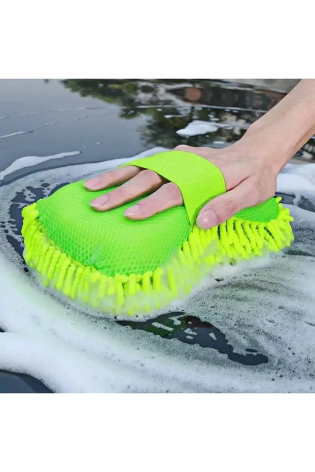 green Microfiber Car Washer Sponge Cleaning Car Care Detailing Brushes Washing Towel Auto Gloves Sty