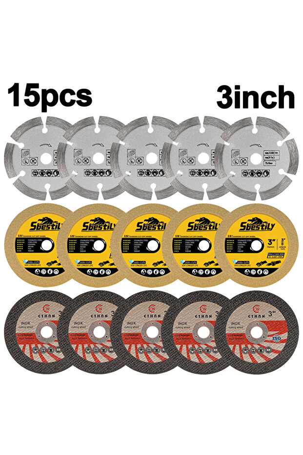 75mm 15pcs 15pcs 75mm 3" Diamond Cutting Disc Resin Cut Off Wheel Stone Cutting Disc Kit For Cerami