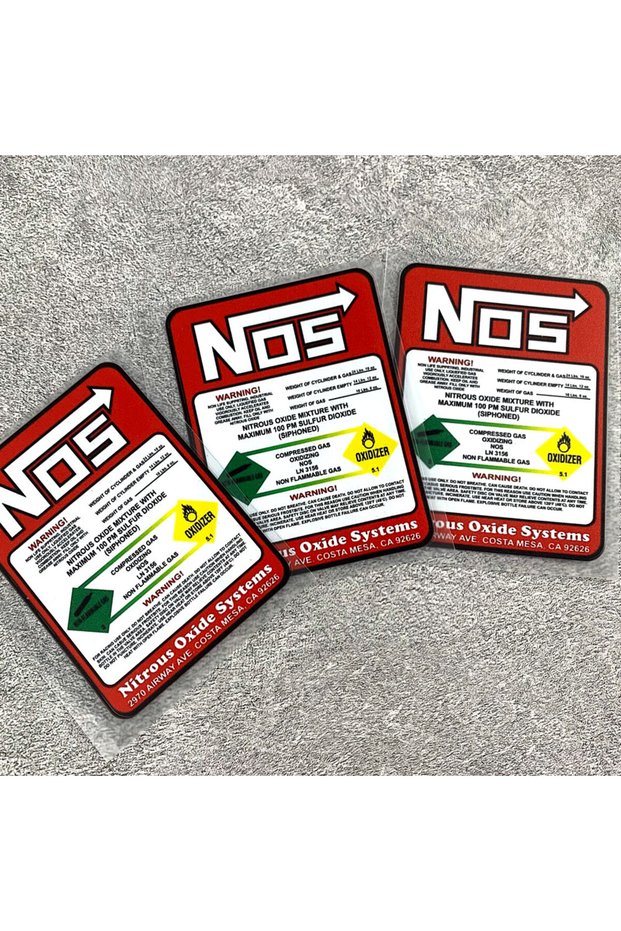 6x8CM CH-NOS-3PCS-G NOS Motorcycle Stickers Nitrogen Acceleration Decorative for Motorbike Fuel Tank
