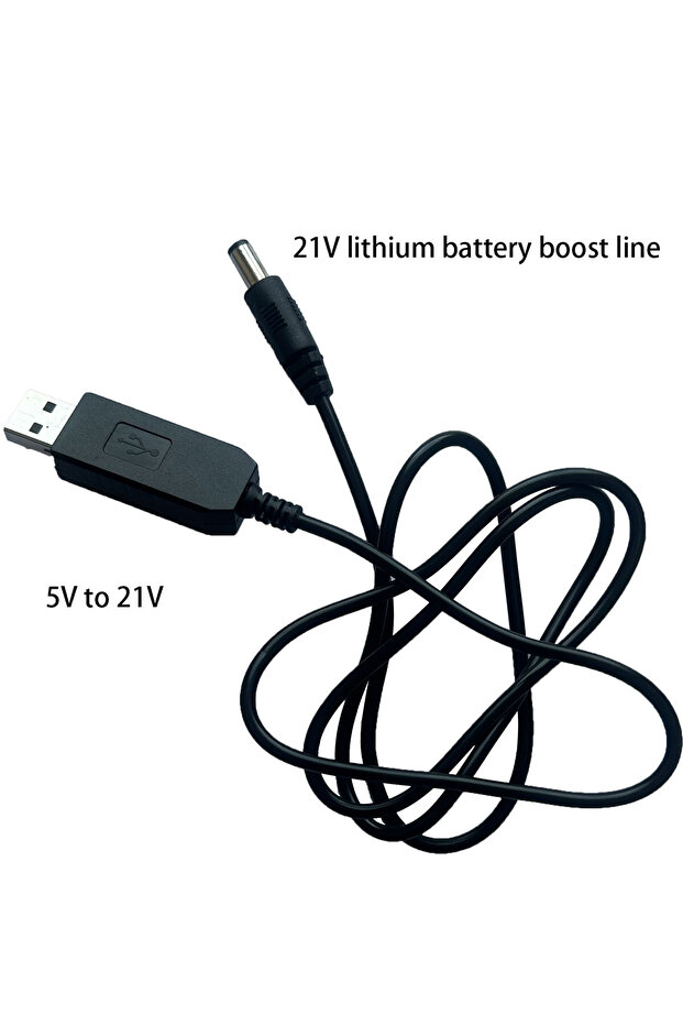 كابل شحن مخصص للبطارية 21 فولت، موديل مطور من 5 فولت إلى 21 فولت، واجهة تيار مستمر USB