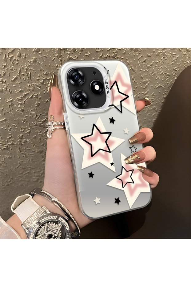 Tecno Spark 10 Pro Compatible Unbreakable Silicone Cute Star Pattern Printed Cover Shock Absorbing Protection