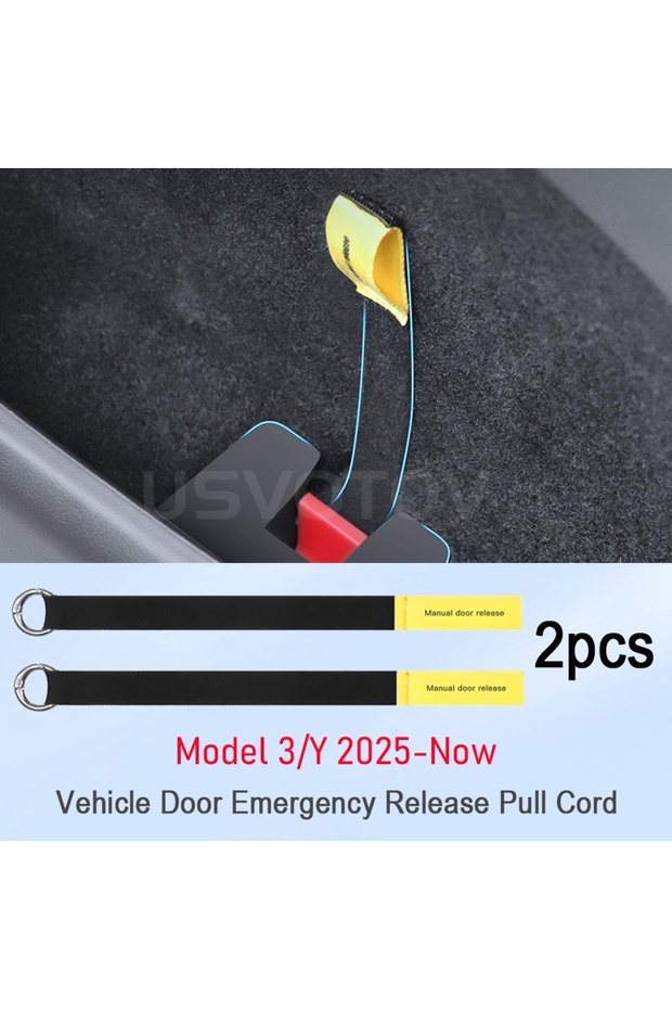 2pcs Car Door Emergency Release Pull Cord for Tesla Model 3 Y Juniper 2025 2026 Rear Door Emergency