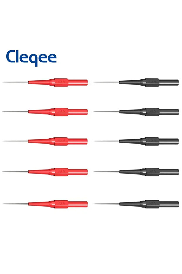 مجموعة من 10 مجسات اختبار العزل Cleqee P5007 بخمسة ألوان، مزودة بمقبس 4 مم، ورأس حاد 0.7 مم، غير قابل للتلف.