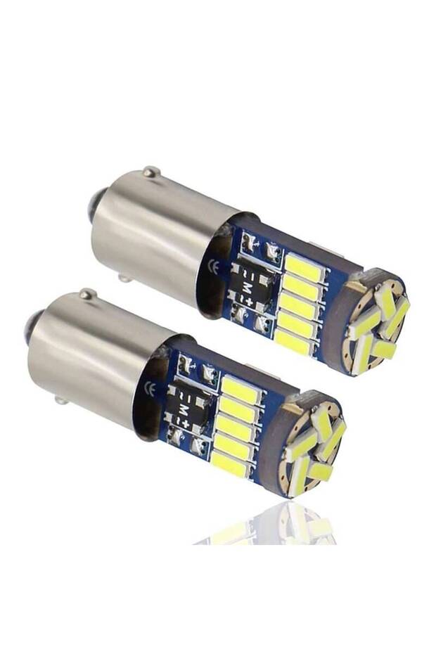 WHITE 2pcs 1Pack BA9S H6W T4W LED 15SMD 4014 For Car Rear Interior Light Auto License Plate Light Re
