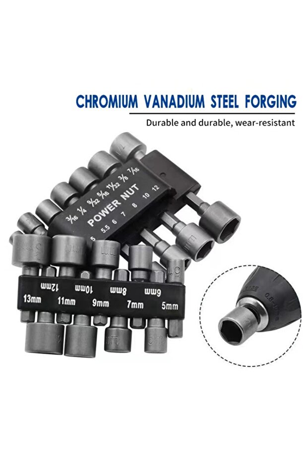9pcs Powerful Socket Inner Hexagonal Wrench Hexagonal Handle Screwdriver Socket Extension Rod Pneuma - 7
