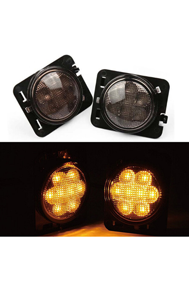 smoke For Jeep Wrangler JK 2007 to 2011-2017 Front LED Turn Signal Light Assembly with White Halo Sm