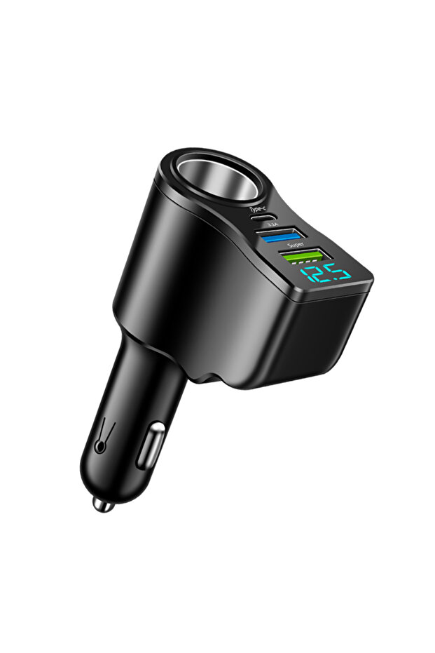 شاحن سيارة جديد بشاشة رقمية، سريع الشحن، ثنائي المنافذ USB، مناسب للسيارات التي تستخدم ولاعة سجائر واحدة إلى ثلاث ولاعات.