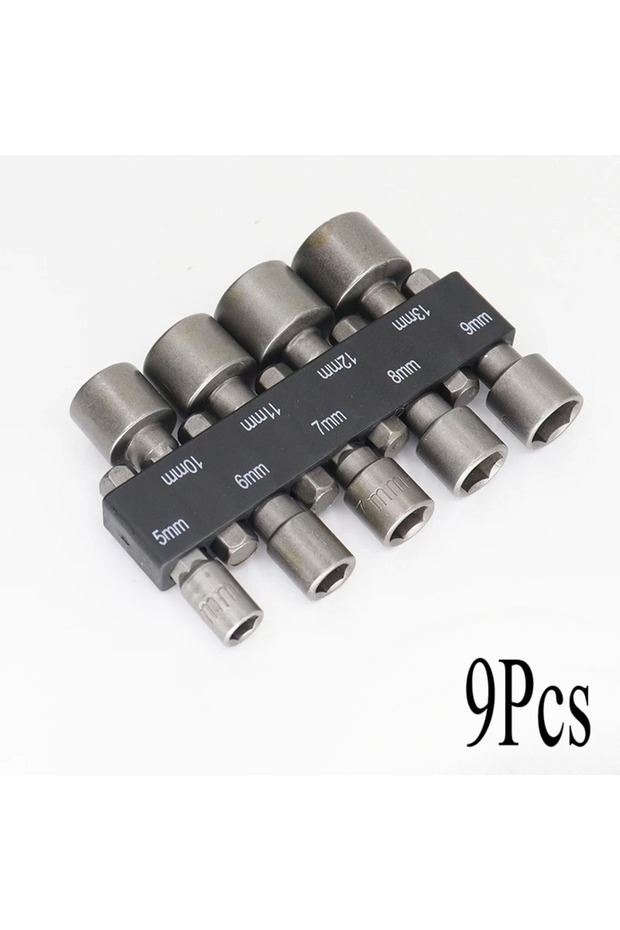 9pcs Powerful Socket Wrench Drill Bit Nut Driver Set 1/4'' Shank Hexagonal Handle Screwdriver Socket