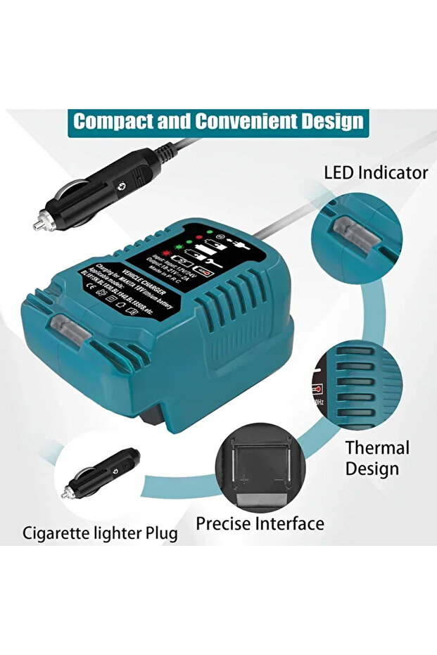 DC 12V/24V Li-ion Battery Mini Compact Car Charger Cigarette Lighter Plug With LED For Makita 18V...