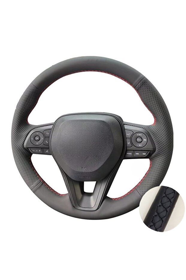 Black Thread Perforated Microfiber Leather Car Steering Wheel Cover For Toyota Camry 2018 Corolla RA