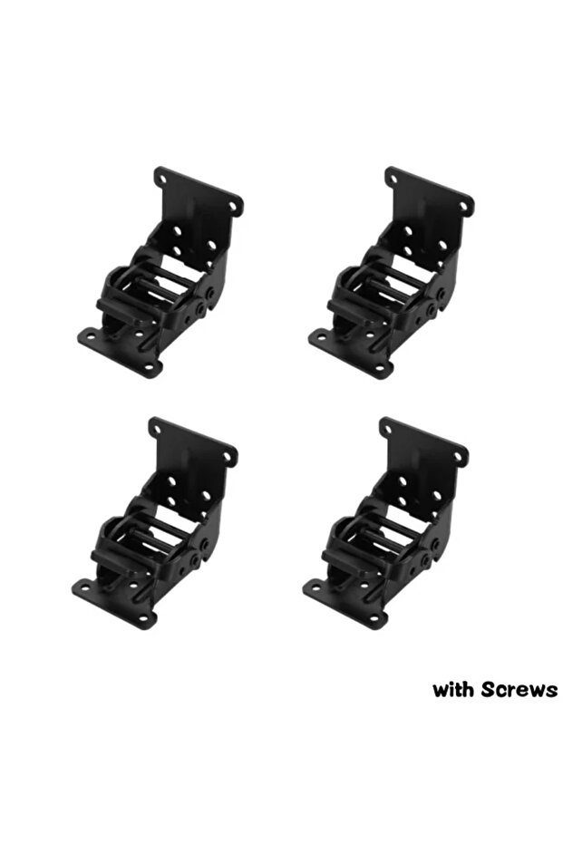 أسود - 4 قطع، عبوة من 2/4 قطع، دعامات قابلة للطي، دعامة تمديد ذاتية الإغلاق، مفصلات قابلة للطي ذاتية الإغلاق - 1