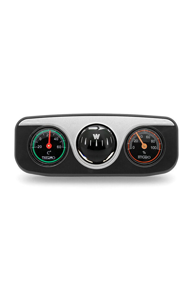 black Car Ornaments Decoration 3 in 1 Guide Ball Compass For Auto Boat Vehicles Thermometer Compass