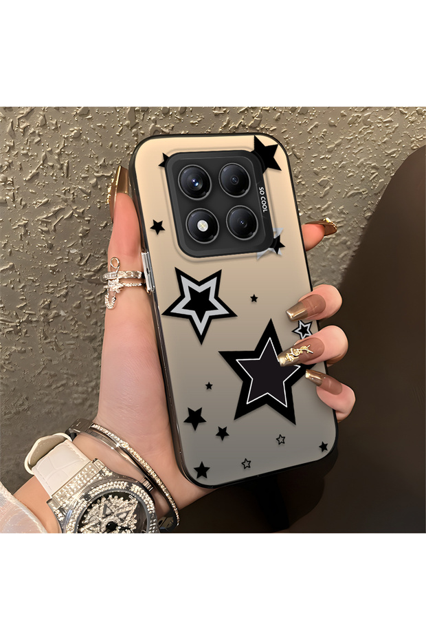 غطاء حماية من السيليكون غير قابل للكسر متوافق مع Redmi Note 14 Pro 4G، بتصميم نجمة لطيفة مطبوع، يمتص الصدمات ويحمي الجهاز.