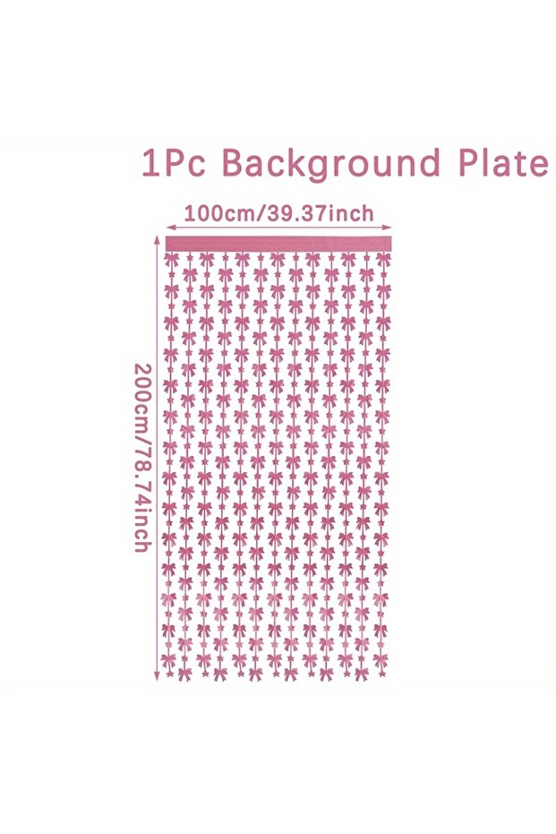 1pcs 1pcs Pink Bow Theme Decorative Rain Curtain Birthday Party Background Wall Arrangement Pink Bow