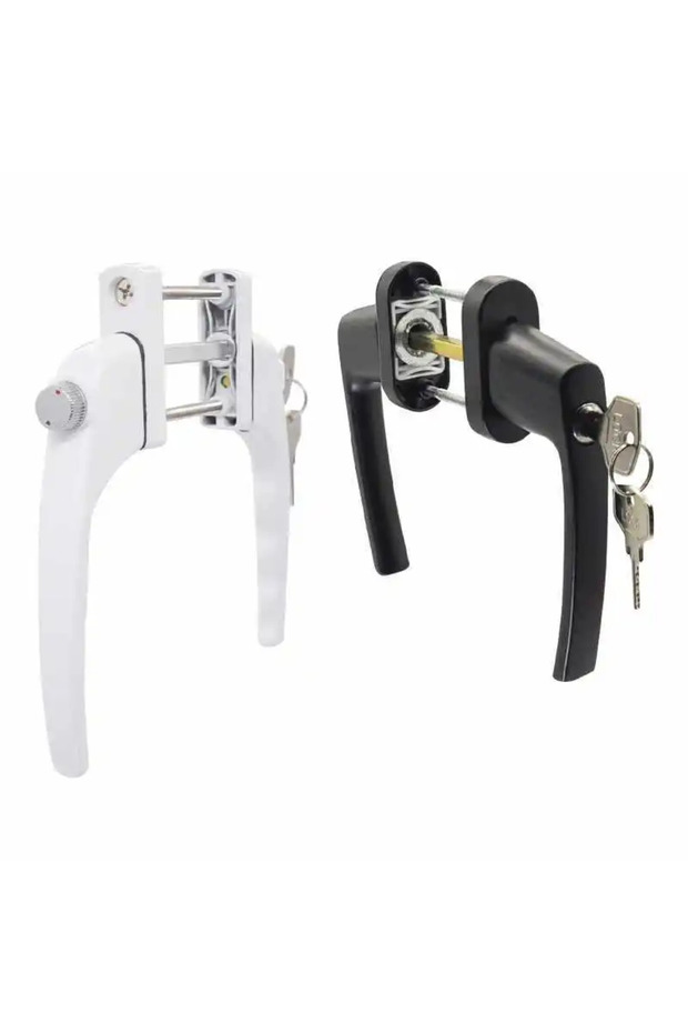 WHITE Two-end Lever Lock Solid Thickened Crank Handle with Keys Full solid thickened door handle wit - 4