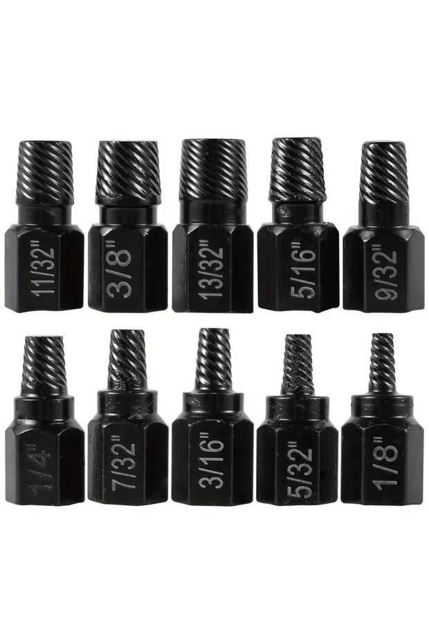 black 10Pcs Damaged Screw Extractor Kit Impact Bolt Nut Remover Metal Easy Out Drill Bit Disassemble