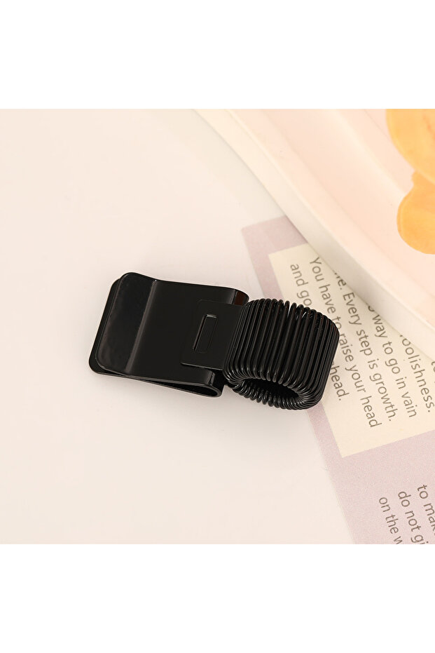 Black 1pc 1pc Heavy-Duty Metal Pen Clip with Spring - Secure Grip Notebook Paper Clip, Minimalist De