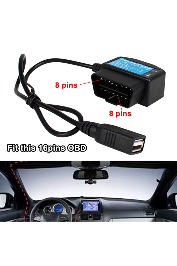 24 Hours Parking Monitoring 5V 3A USB Car Charge Cable OBD Hardwire Kit with Switch Wire for Dash...