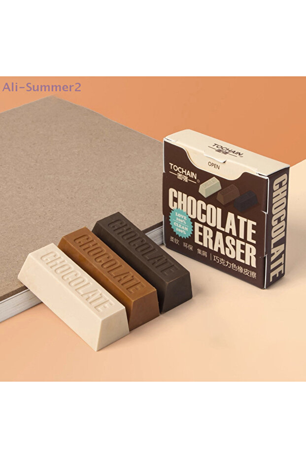 3pcs Chocolate Design Eraser Large Eraser Student Painting Writing Pencil Eraser Stationery Schoo...