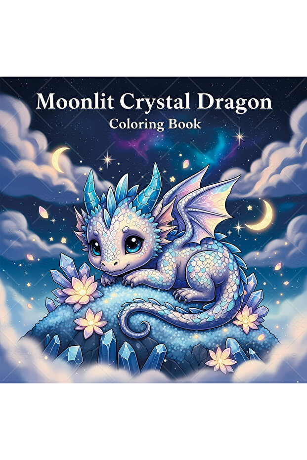 MULTI Moonlit Crystal Dragon Coloring Book for Adults, 24-Page Educational DIY Painting & Drawing Bo