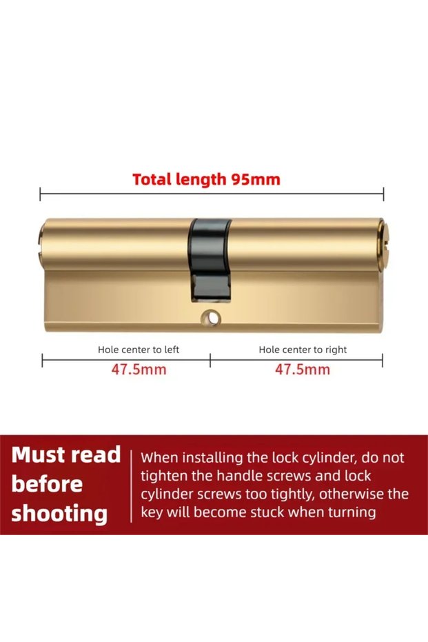 95(47.5-47.5) Door Cylinder Biased Lock 65 70 80 90 100mm Cylinder AB Key Anti-Theft Entrance Brass