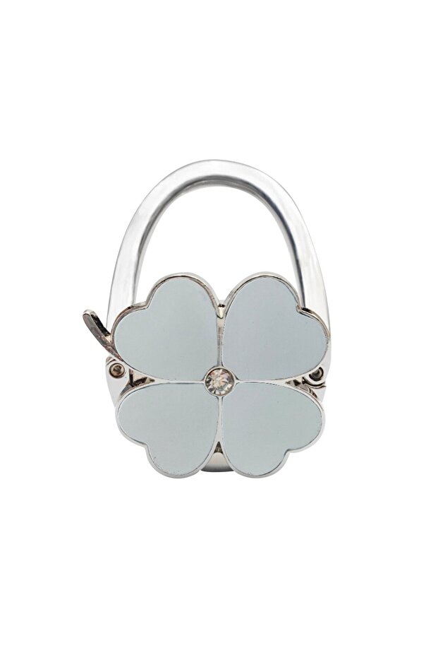 One Size White 1Pcs Fourleaf External Bag Hook, Foldable Portable Hook Solid Color Leather Table Sid - 1