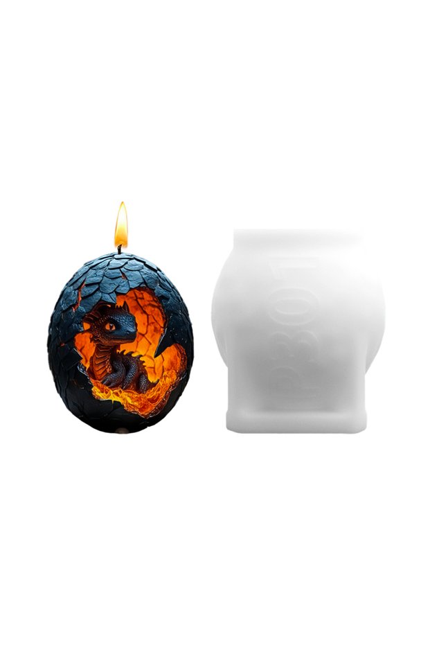 1 Piece 【Dragon Egg Hatching Baby Dragon 3D Candle Mold】Silicone DIY Handmade Candle Mold Dark Fanta