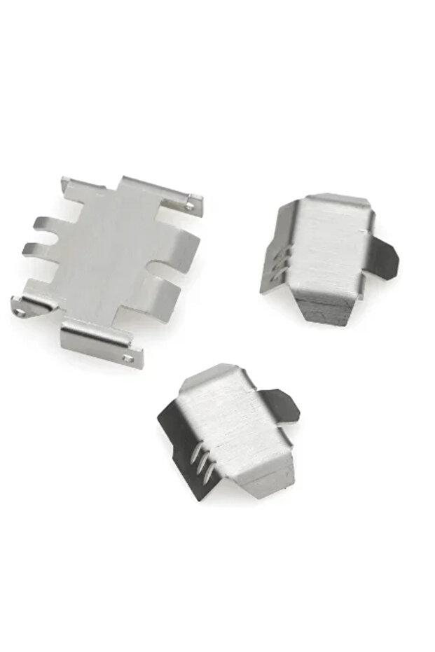 SILVER 3pcs Stainless Steel Chassis Armor Axle Protector Skid Plate Set for TRX4M TRX4-M 1/18 RC Cra