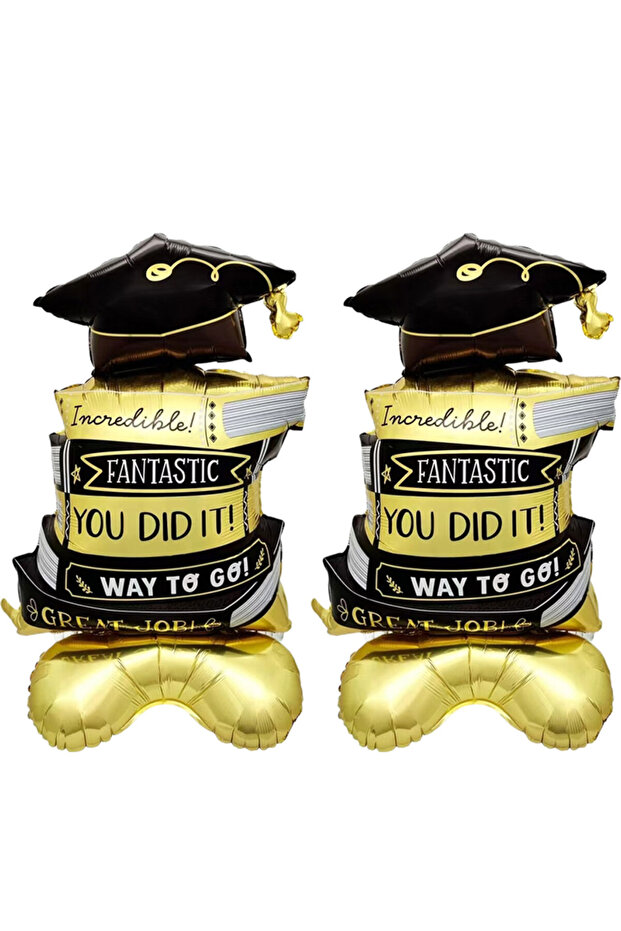 Other 2Pcs 2-Pack Graduation Balloon Set, Aluminum Foil Balloons with Standing Graduation Cap, Stand