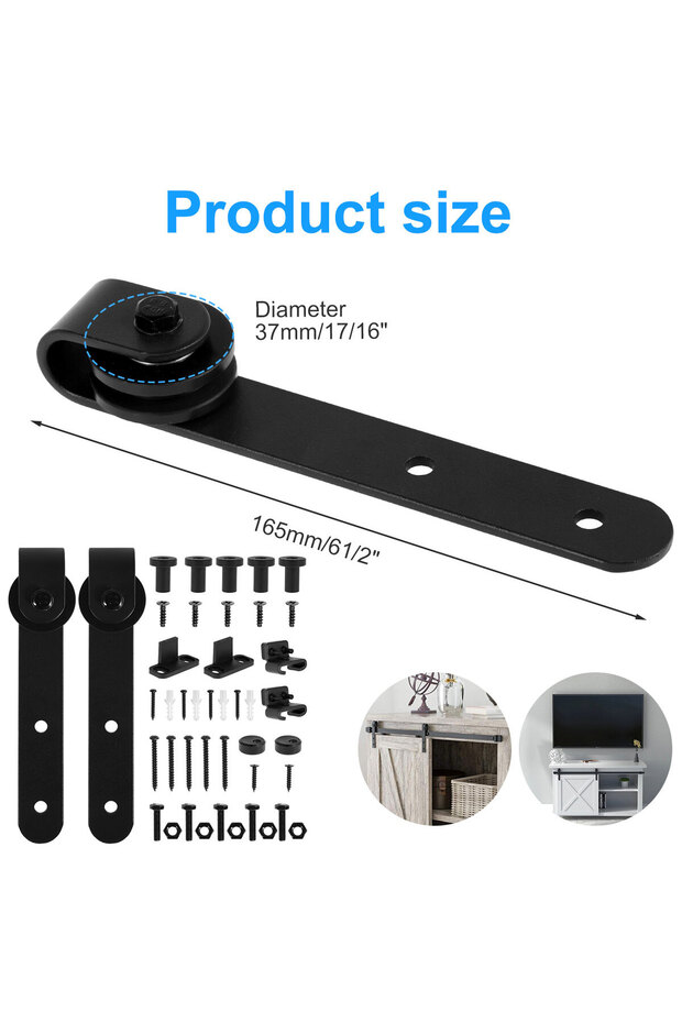 1 set Barn Door Hardware Kit Heavy Duty Sturdy Sliding Barn Door Track Smoothly and Quietly J Shape