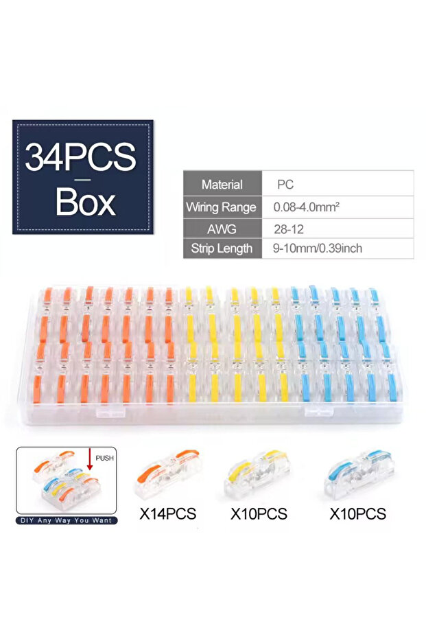 Boxed Lt-211 Boxed 34Pcs Lever Quick Home Wire Connectors Terminals Conductor Spliceable Butt Wiring