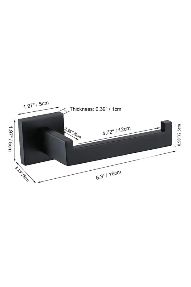 Black 16cm 304 Stainless Steel Bathroom Accessories 1 Piece Matte Black Toilet Paper Holder Wall Mou