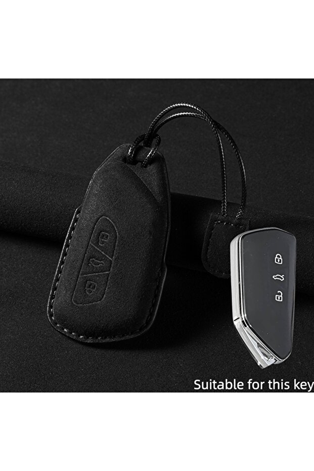 black Leather Car Key Case for Volkswagen VW Golf 8 MK8 ID.3 ID.4 for Skoda Octavia A8 Seat Cupra Fo