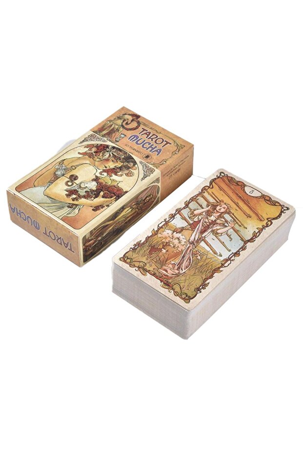 XJW24 Tarot Mucha Cards Tarot Deck Card Game Toy Tarot Divination Card Game Board Guidance Divinatio