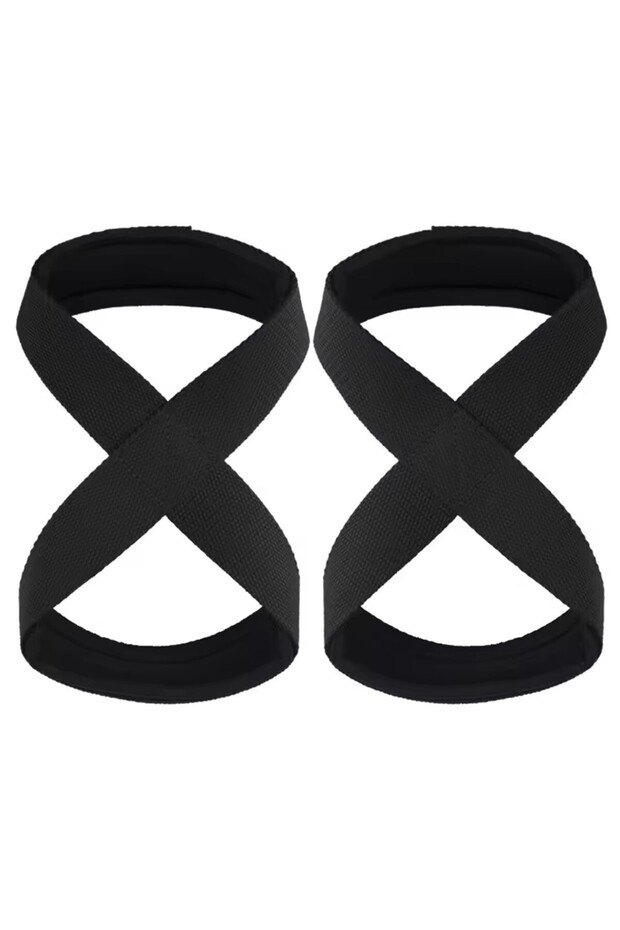 2pcs Black 1-2pcs Padded Figure 8 Straps Deadlift Weight Lifting Wrist Straps Power Lifters Workout