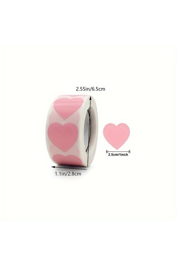 1 Roll Pink 500pcs/Roll Love Pink Stickers - Self-adhesive Heart Stickers Label - Pink Heart Design