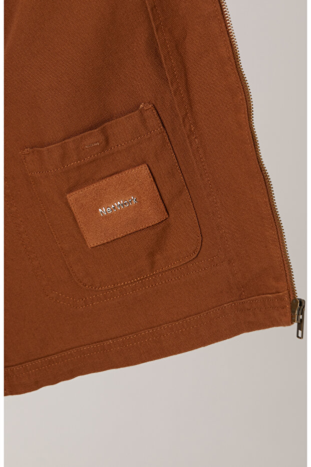 Camel Süet Detaylı Denim Ceket - 7