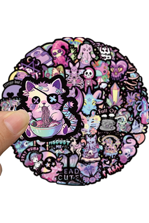 56PCS 50Pcs Purple Gothic Dark Series Horror Graffiti Sticker DIY Phone Laptop Luggage Skateboard De