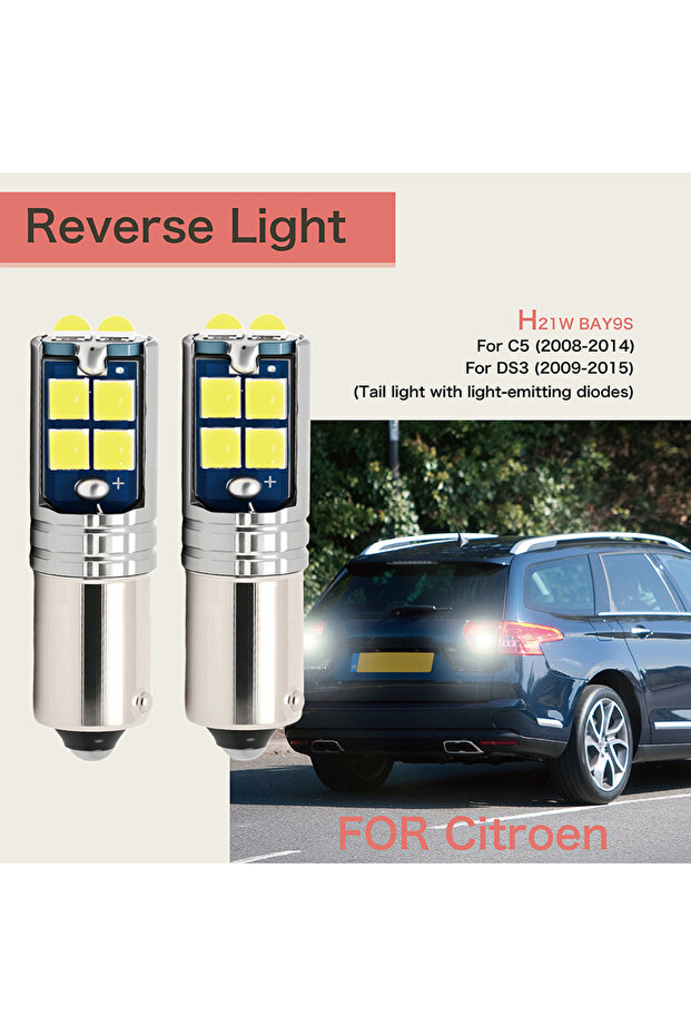 2Pcs/Set Backup Lamp H21W BAY9S 64136 Canbus LED Reverse Light Blub For Citroe C5 DS3 2009 2010 2...