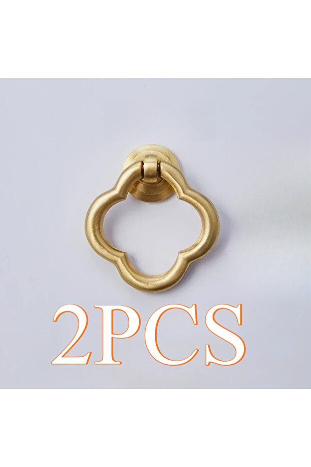 2pcs Golden 2PCS Four-leaf Shape /Brass Knob Cabinet Door Knobs and Handles Furnitures Cupboard Ward