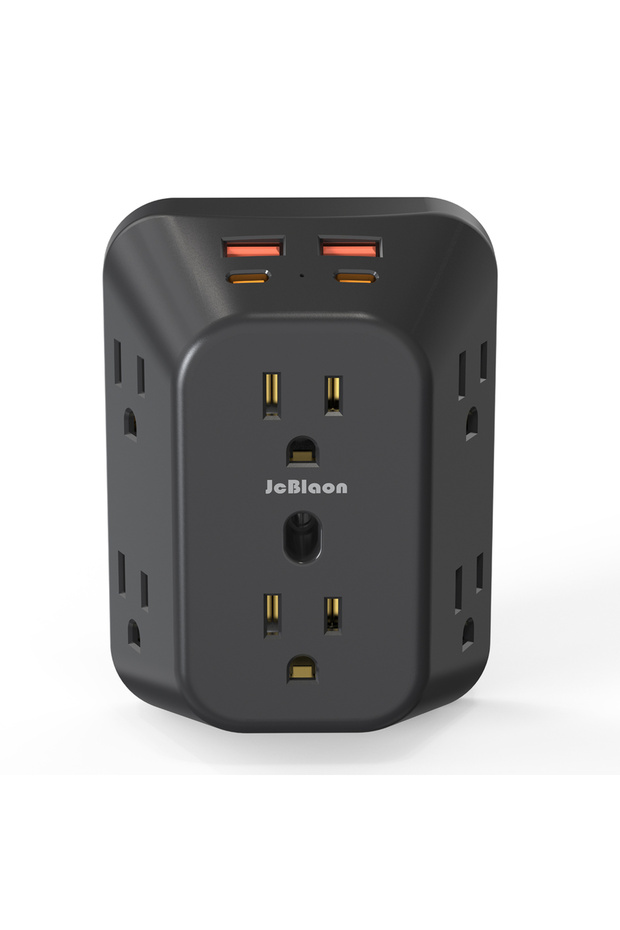شريط طاقة أبيض بـ 6 مآخذ كهربائية مع شاحن USB وحماية من التيار المفاجئ، يعمل بجهد 110-250 فولت، موسع بـ 6 منافذ و4 USB